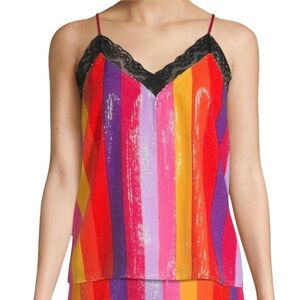 Olivia Rubin Flora Cami Pre Fall Stripe Sequin Lace Camisole Top Size 6 NEW NWT